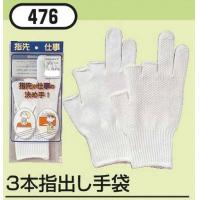 白棉线手套 - おたふく手袋 #476　3本指出し軍手　滑り止め付×10