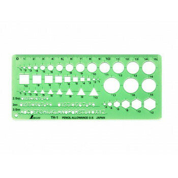 おすすめ曲げても折れにくいIR樹脂を採用し、耐久性に優れています。目に優しい色で、長時間の作業も疲れません。コンピューター制御によるNC自動彫刻機でカットされているので、表示ラインとのズレが少なくカット面が滑らかで、美しく正確なラインが引けます。リング穴で紛失防止に役立ちます。サイズ70×160×0.75mm個装サイズ：20×8×1cm重量個装重量：10g素材・材質IR樹脂仕様内容:丸1〜17、三角1〜10、四角1〜10、六角2〜12、数字2.5・3.0・3.5、英字3.5mm生産国中国fk094igrjs