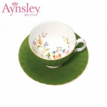 Aynsley(エインズレイ)　2973シリーズ　コテージガーデン　オーバン　ティーカップ＆ソーサー(C/S)　ミルグリーン　297305008C