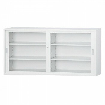 豊國工業 63浅型ガラス引戸書庫 TS-63G CN-85色(ホワイトグレー)