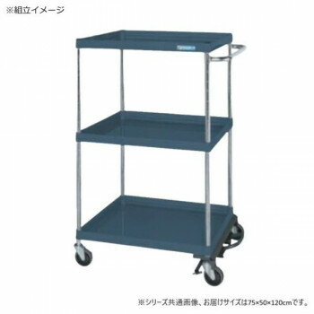 サカエ CSパールワゴン中量タイプ フットブレーキ付 ダークグレー CSP-75123BRNUD