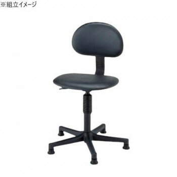 サカエ 作業用ワークチェアー 固定式 背もたれ付 390×420×345mm C1P-BKN