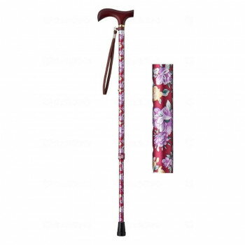 ウェルファン 夢ライフステッキ 柄杖伸縮型(スリムタイプ) 花ワイン 009714 009714