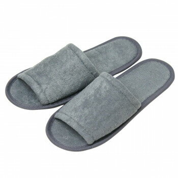 小野商事 エース 使い捨てスリッパ グレー 20足入 タオル生地 前開き WS6155