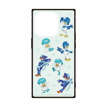 ポケットモンスター iPhone15Pro対応スクエアガラスケース ブルー POKE-895C