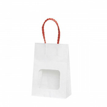 おすすめ窓にフィルムがついている小さな手提げ袋です。中が見えるかわいいサイズが人気です。シールやスタンプでアレンジすればオリジナルラッピングにもなります。サイズ巾110×マチ60×高さ150mm個装サイズ：2.8×11.6×26.2cm重量6g個装重量：220g素材・材質紙質:片艶晒クラフト(80g)紐:紙2本細甘撚赤セット内容25枚生産国中国fk094igrjs