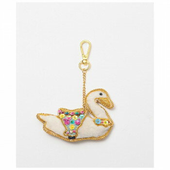 東京かんかん ザリ刺繍キーホルダー スワン M21-2493