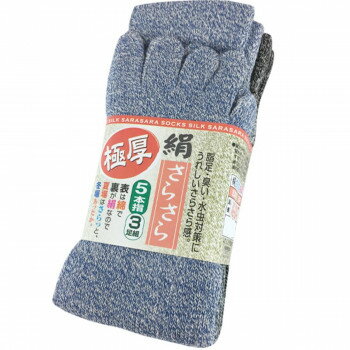 小野商事 エース 絹さらさら 厚地 五本指ソックス 3足組 AG247