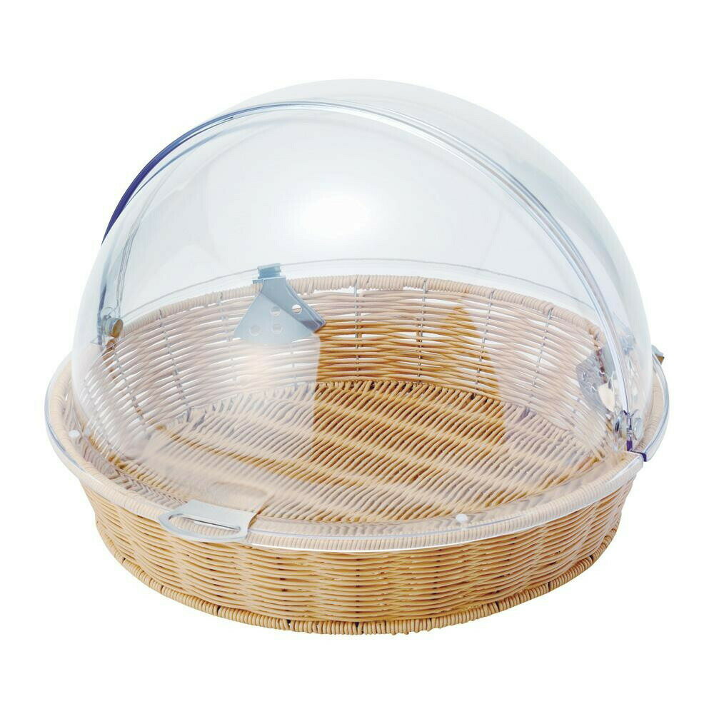 PP Rattan PPラタン ベーカリーバスケット 丸型47型 半回転ポリカーボネイトカバー付 アイボリー BB-413-IV 01541348