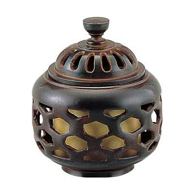 高岡銅器 銅製香炉　正晴作　亀甲透香炉　134-06