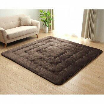 Door Mats - ホットカーペット対応 あったか6層 撥水加工 フランネルラグ 正方形 約190×190cm ブラウン 6030009