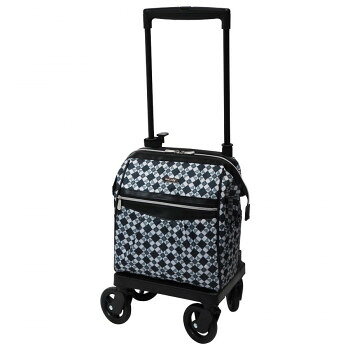 お買いもの時の荷物の収納に!バッグの開口部分は口金入りなので、ガマ口風に開きます。ワンタッチ式アップダウン機能で手元の操作で簡単に高さ調節が可能です。レバー操作でストッパが可能です。バッグは生ものや冷凍食品などの買い物に便利な保冷仕様です。4輪360度キャスターでスムーズな方向転換が可能です。※この製品は買い物に使用するショッピングカートです。歩行を補助するシルバーカーではありません。サイズ使用時サイズ:約H68〜84×W23.5×D34cm個装サイズ：67×35.5×25.5cm重量約2400g個装重量：2900g素材・材質本体:アルミ(アルマイト加工)、タイヤ:EVA、ホイル:PP、バッグ:表生地/ポリエステル、保冷材/発泡ポリエチレン、裏生地/ナイロン仕様収納時サイズ:約H65×W23.5×D34cm高さ調節:5段階(ピッチサイズ約4cm)前ポケット、左右ポケット付き生産国ベトナムfk094igrjs