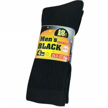 小野商事 エース メンズブラック 先丸ソックス 4足組 AG239