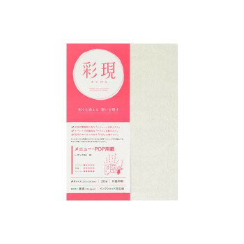 彩現　メニュー・POP用紙　レザック66　白　A4サイズ　20枚　1742155