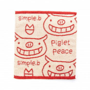 ハートウエル　simple_b_peace2　ループ付ウォッシュタオル　レッド　15201711