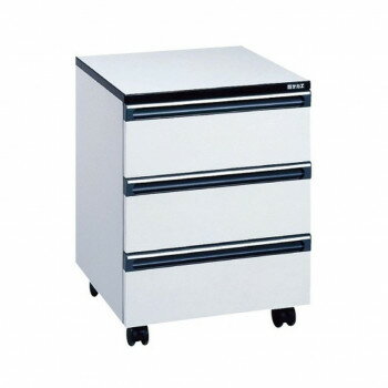 サカエ 木製キャビネットワゴン メラミン仕上げ 引出し3段 LA-3