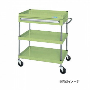 サカエ CSパールワゴン中量タイプ 引出し付 グリーン CSP-7583ASE