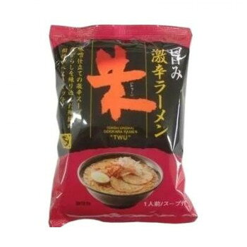 旨み!激辛ラーメン!味噌をベースにコチュジャンやハバネロ、ラー醤で激辛なのにしっかりとコクのあるスープに仕上がってます。ピリ辛麺と激辛スープのマッチした辛さと味をお楽しみください。内容量120g(めん80g、スープ40g)サイズ個装サイズ：20×20×40cm重量個装重量：1200g仕様国産小麦粉使用沖縄の塩使用かんすい不使用ノンフライ麺(約60時間熟成)賞味期間：製造日より300日生産国日本栄養成分エネルギー:352kcalたんぱく質:7.5g脂質:2.7g炭水化物:74.1g食塩相当量:0g原材料名称：中華めんめん(小麦粉、小麦タンパク、唐辛子、食塩/焼成カルシウム、未焼成カルシウム)添付調味料(みそ、食塩、砂糖、ごま油、コチュジャン、たん白加水分解物、なたね油、にんにくペースト、しょうがペースト、しょうゆ、畜肉エキス、ラー醤、魚醤、ハバネロ粉末、ごま、たまねぎ粉末、酒精、調味料(アミノ酸等)、香辛料抽出物、パプリカ色素)、(一部に大豆、小麦、豚肉、鶏肉、魚介類)を含むアレルギー表示小麦、大豆、鶏肉、豚肉（原材料の一部に含んでいます）その他アレルギー魚介類保存方法直射日光を避け常温で保存してください。製造（販売）者情報合資会社鳥志商店fk094igrjs