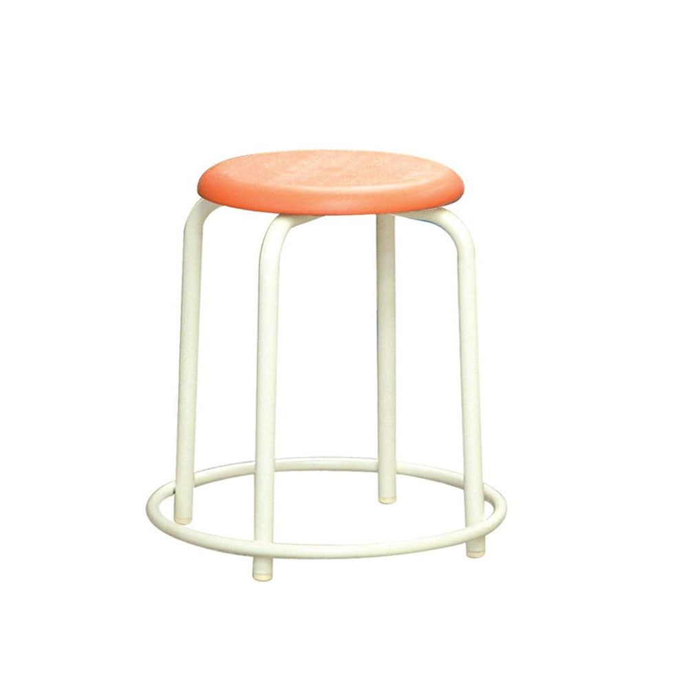 ルネセイコウ ラウンドスツール(外リング付き) 日本製 完成品 RP-4W　オレンジ・ミルキーホワイト