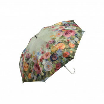 おすすめ上品な雰囲気を醸し出すホワイトハンドルとグラスファイバーを使った軽量の晴雨兼用ジャンプ傘。色鮮やかな花々が雨の日の気分をあげてくれます。サイズ広げた時のサイズ:Φ108×L83cm、親骨の長さ:58.5cm(8本)個装サイズ：83....