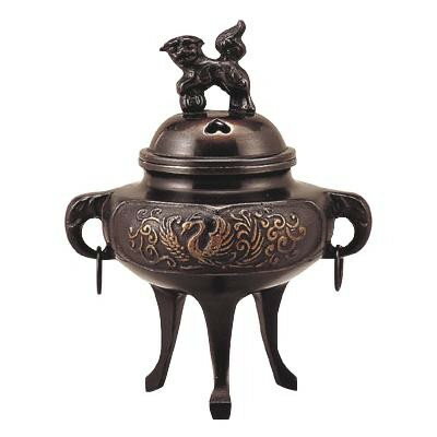 高岡銅器 銅製香炉　正晴作　カン付鳳凰香炉　134-04