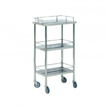 高田ベッド製作所 3段ステンレス器械卓子(ステンレス製ワゴン) キャスター付き TB-65