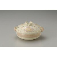 ピンク花紋土鍋　7号深鍋　1.4L 16-13695