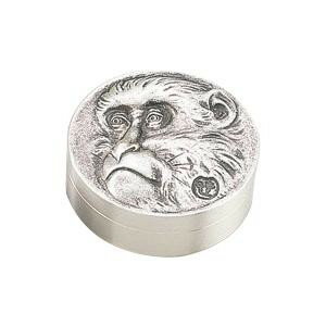 高岡銅器 銅製小物　高村光雲原型　肉池　老猿　銀メッキ　54-05