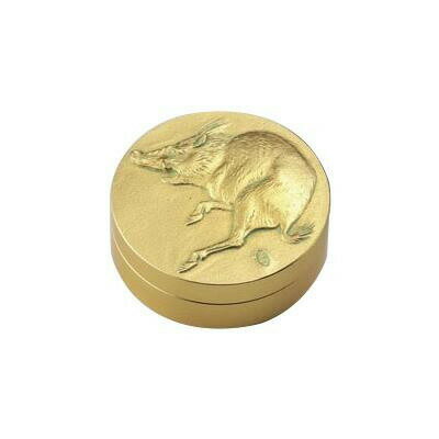 高岡銅器 銅製小物　高村光雲原型　肉池　邁進　金箔　54-13