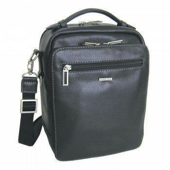 スワン SAXON 牛革 縦型ショルダーバッグ(M) ブラック 05046