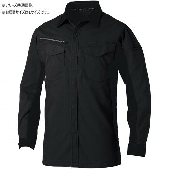 桑和 3478-02 長袖シャツ Lサイズ ブラック(4)