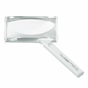 白いグリップの読書用ルーペ。レンズの両面から拡大できるバイコンベックスレンズ。PXM(R)光学樹脂レンズ採用。傷が付きにくく、明るく拡大します。透明フレームだから視界が広く取れます。握りやすいグリップです。サイズレンズサイズ:50×100m...