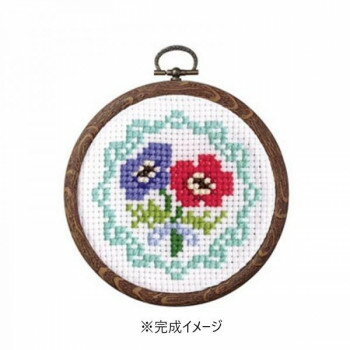 オリムパス　かんたんクロス・ステッチ　ししゅうキット　プチフープ2　アネモネとレース　7442