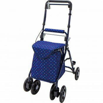ミドルタイプ シルバーカー らくらくスリムバスケット ドットネイビー YX-371DN