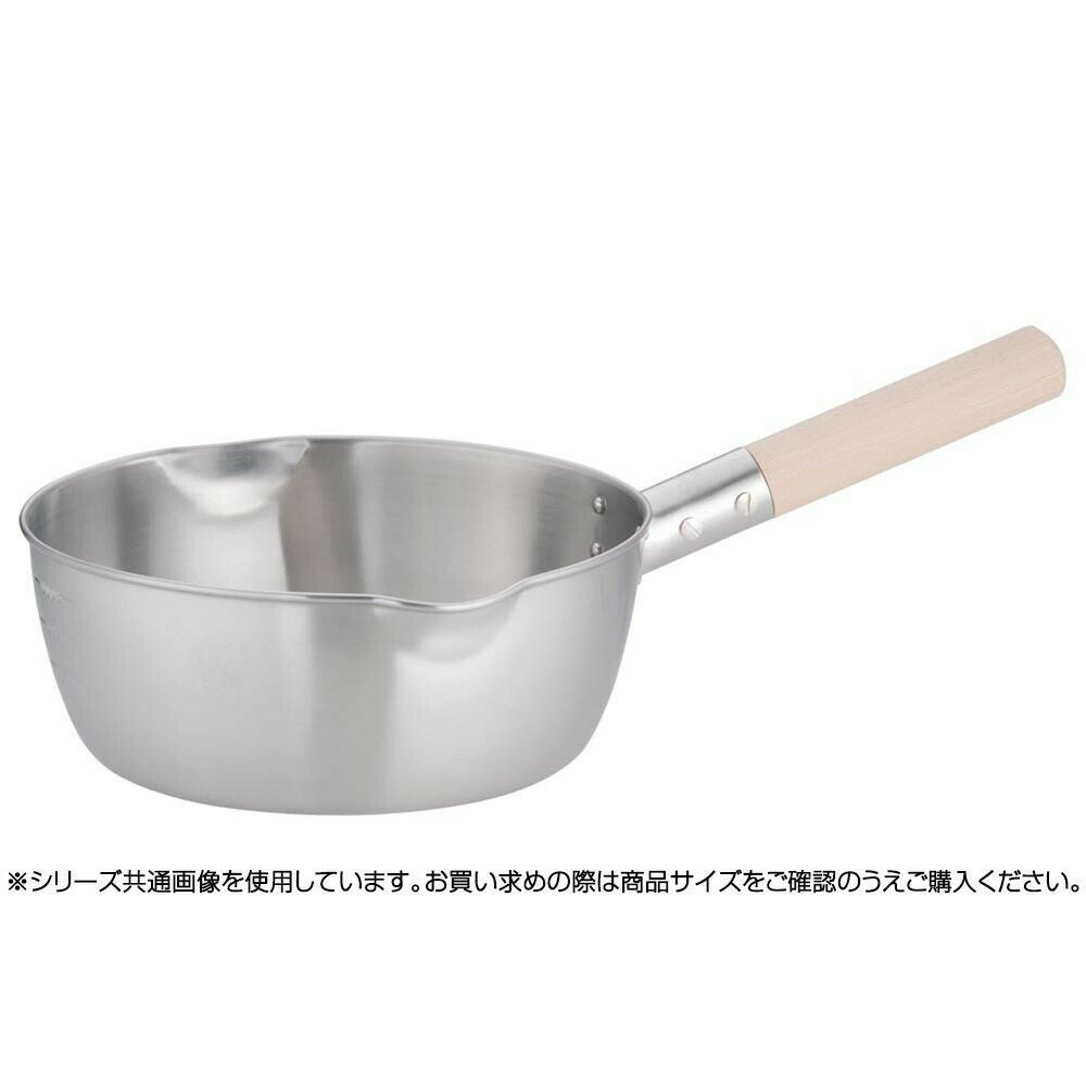遠藤商事 18-8 木柄 計量 雪平鍋(両口・目盛付) 21cm AYK10021 6-0047-1203