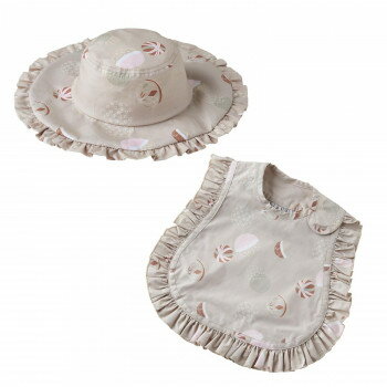 和装デザインスタイ＆ハットセット〜TEMARI ベージュ K55-06416