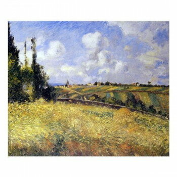 プリハード 複製画 カミーユ・ピサロ ポントワーズ・ライ麦畑とマチュランの丘 8号 額縁X52ゴールド