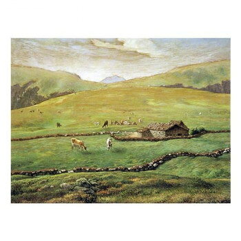 プリハード 複製画 ジャン・フランソワ・ミレー ヴォージュ山中の牧場風景 3号 額縁X52ゴールド