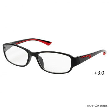 シニアグラス 老眼鏡 黒縁 赤ライン おしゃれ RG-S01　+3.0
