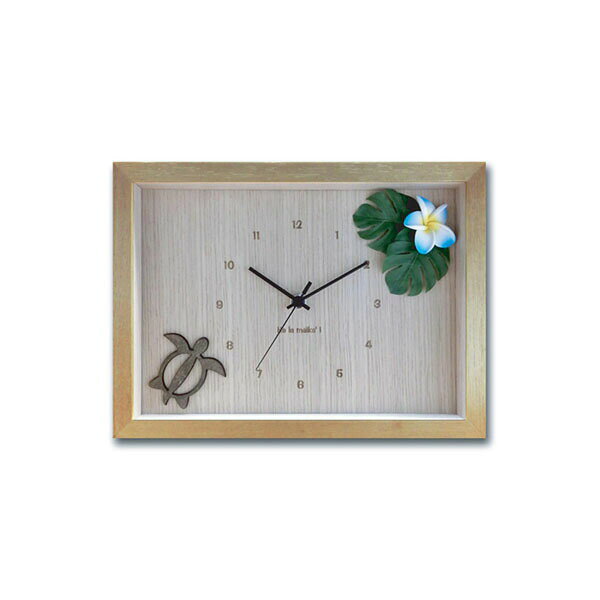 K-Art.Japan 壁掛け時計 DECLOCK Hawaiian プルメリア(BL) ナチュラル DC-1603