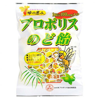ミネラルたっぷり!大自然の贈り物木の樽で熱成されたプロポリスとミネラルたっぷりのユーカリはち蜜、それにすだちエキスを一粒に凝縮した、一粒で三度おいしい贅沢なのど飴です。プロポリスの独特な風味のおいしさとピリ辛感が、芳醇な甘さに包まれ、しっかりと口内に広がります。・プロポリスの原液の良さを活かすため、そのままの味で配合されていますので、辛みが強く小さなお子様には合わない場合がございます。・お召し上がりになる際、噛むと歯や口内を傷つけることがありますのでご注意ください。また、喉に詰まらせないよう、十分に注意してお召し上がりください。商品区分健康食品サイズ個装サイズ：40×30×15cm重量個装重量：800g仕様賞味期間：製造日より540日セット内容1袋80g×10セット生産国日本栄養成分1粒4.0g当たり・エネルギー:15.6kcal・タンパク質:0.01g・脂質:0.0g・炭水化物:3.89g・食塩相当量:0.00028g原材料名称：キャンディー(プロポリスエキス含有食品)・砂糖・水飴・ユーカリはちみつ・プロポリスエキス・黒糖・すだちエキス・着色料(カラメル、ベニバナ)・乳化剤(大豆由来)アレルギー表示大豆（原材料の一部に含んでいます）保存方法直射日光、高温多湿を避けて保存してください。製造（販売）者情報(製造者)株式会社マルエ製菓茨城県桜川市中里315(販売者)株式会社サンフローラ東京都練馬区豊玉上1-8-14fk094igrjs