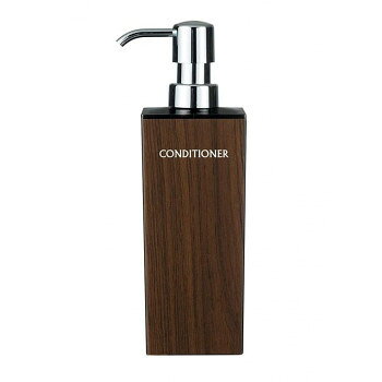日本製　WOODY(ウッディ)　角リムーブ型　大　コンディショナー　ディスペンサー詰め替えボトル(500ml)　黒ウォルナット