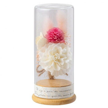 お部屋が華やかになるかわいいソラフラワーが入った小瓶です。場所を取らない手のひらサイズです。※画像はイメージです。※仕入れ状況や季節により、使用する花材(お花・グリーン・器など)が写真と一部変更になる場合がございます。サイズ直径5.0×高さ10.7cm個装サイズ：12×6×6cm重量80g個装重量：90g素材・材質ケース:アクリル花材:ソラ生産国日本fk094igrjs