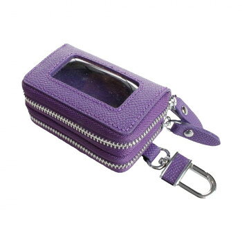 AWESOME(オーサム)　スマートキーケース　クリア窓付きダブルファスナータイプ　パープル　ASK-CMW009