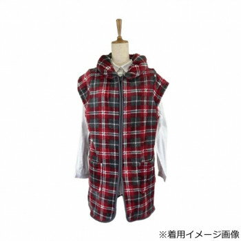 atelier momo＆momo ボアベスト グレー×レッド PW43844-42 M-L
