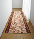 80cm×120cm 廊下敷き エンジ オリエンタル更紗 三愛繊維