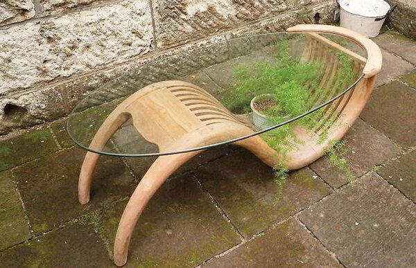 ジャービス チークガラステーブル(無塗装) 36345