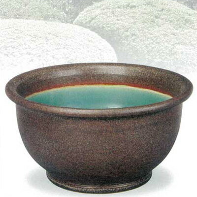 SA95-10　信楽焼　窯肌ケズリ鈴型水鉢　18号