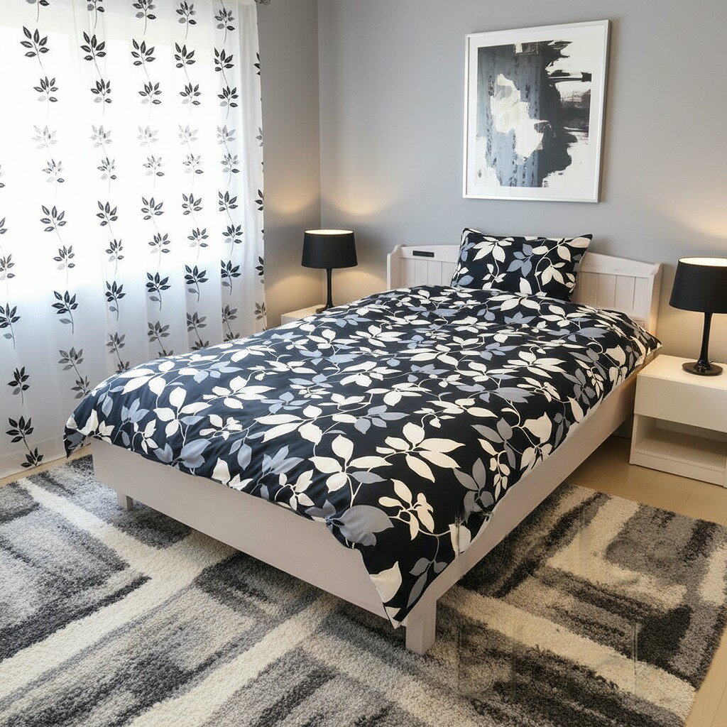 送料無料 日本製 シングルロングサイズ掛けカバー [ドルチェ ブラック]150×210cm葉柄