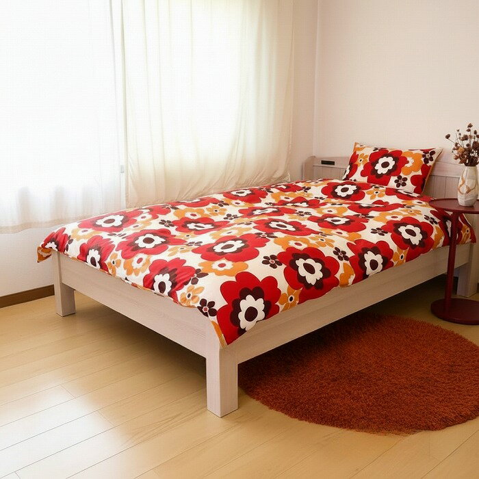 送料無料 日本製 シングルロングサイズ掛けカバー [サンフラワー レッド] 北欧 150×210cm花柄